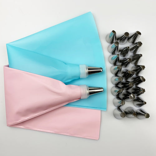 26 PCS/Set  Silicone Pastry Bag Tips